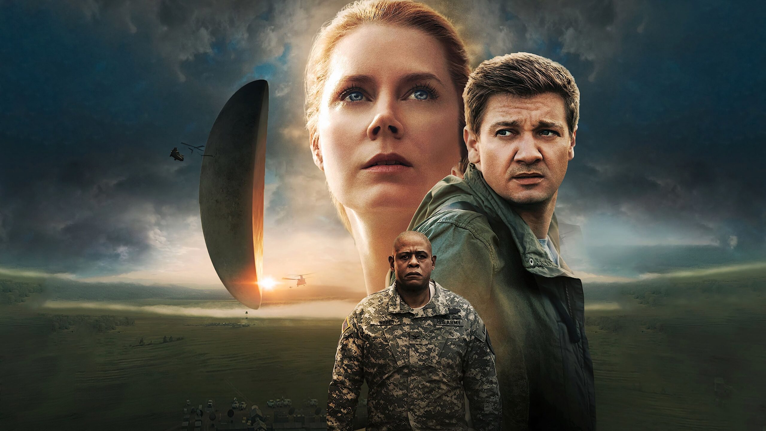 "Arrival movie analysis exploring themes of linguistics, non-linear time, and Amy Adams' performance"