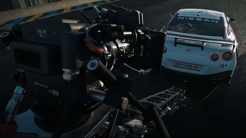 "Gran Turismo movie" racing scene with Archie Madekwe portraying Jann Mardenborough in action